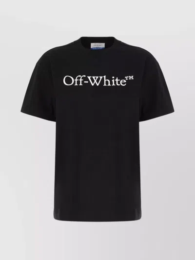 OFF-WHITE RIBBED COTTON CREW-NECK T-SHIRT