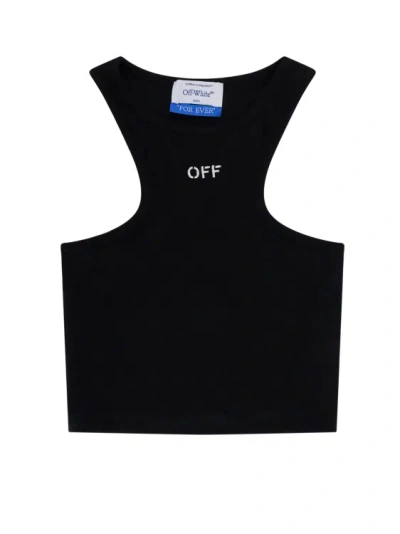 OFF-WHITE RIBBED COTTON TOP