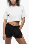 Off-white Ribbed Crop Crew-neck T-shirt In White