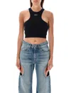 Off-white Ribbed Crop Top In Black