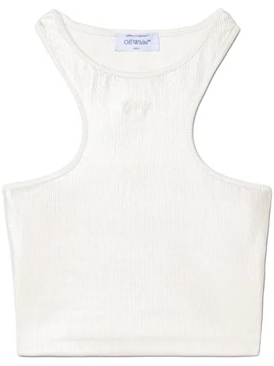 Off-white Ribbed Crop Top In Silver