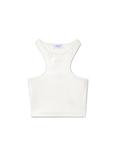 Off-white Silver Coated Rowing Top In White