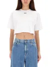 Off-white Ribbed Cropped T-shirt In White