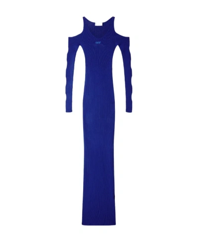 OFF-WHITE OFF-WHITE CUT-OUT LONG-SLEEVED DRESS