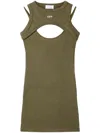 Off-white Green Stamp Ribbed Cut-out Minidress In Green