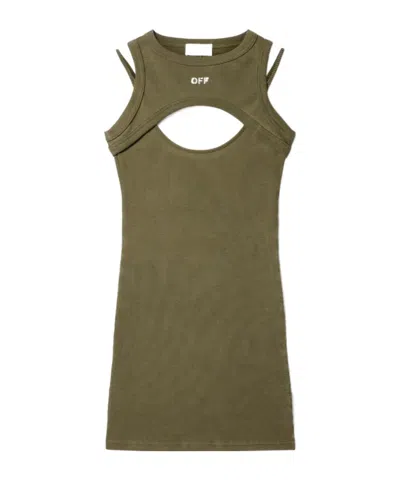 OFF-WHITE RIBBED CUT-OUT DRESS