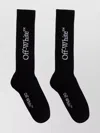 Off-white Ribbed Knee-high Socks For Book Lovers In Black