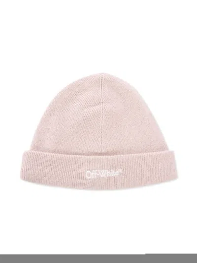 OFF-WHITE RIBBED-KNIT BEANIE HAT