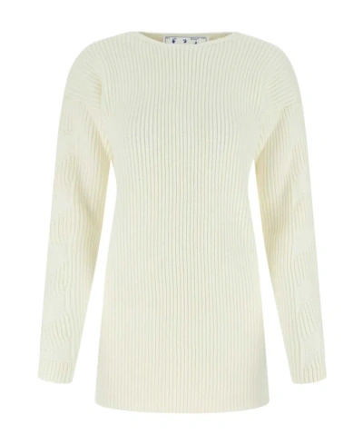 OFF-WHITE OFF-WHITE RIBBED-KNIT CREWNECK JUMPER