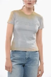 Off-white Ribbed Laundry T-shirt With Embossed Logo