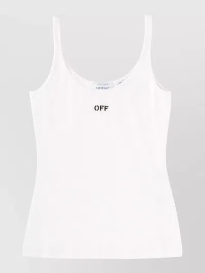 Off-white Ribbed Logo Tank Top Scoop Neck