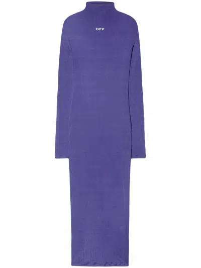 OFF-WHITE RIBBED LONG DRESS