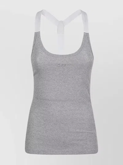 OFF-WHITE RIBBED METALLIC RACERBACK TOP