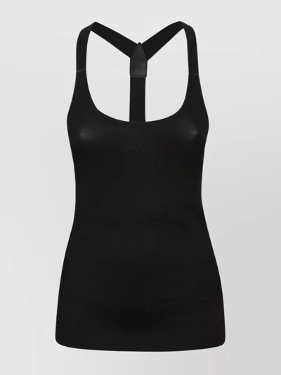 OFF-WHITE RIBBED RACERBACK TOP IN LIGHT TEXTURE