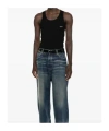 Off-white Ribbed Scoop-neck Tank Top In Black