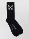 Off-white Solid Color Ribbed Socks With Contrasting Logo In Black