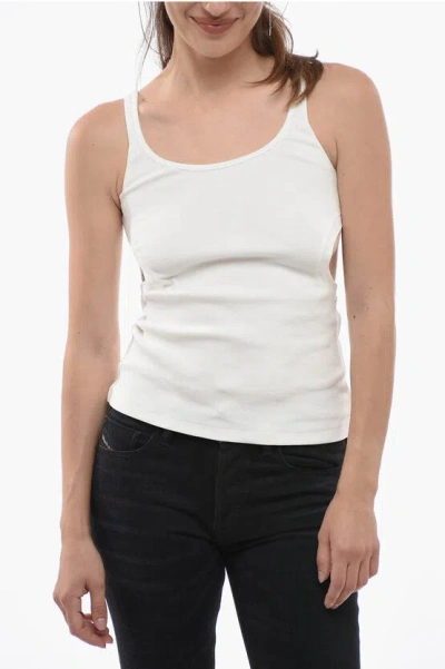 Off-white Ribbed Stretch Cotton Meteor Tank Top In White