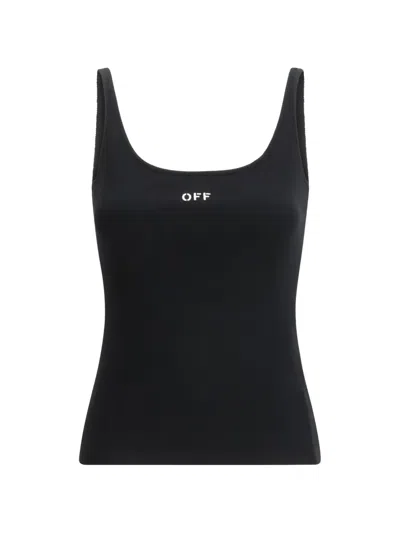 Off-white Ribbed Tank Top In Black
