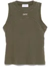 Off-white Stamped Ribbed Round Tank Top In Green