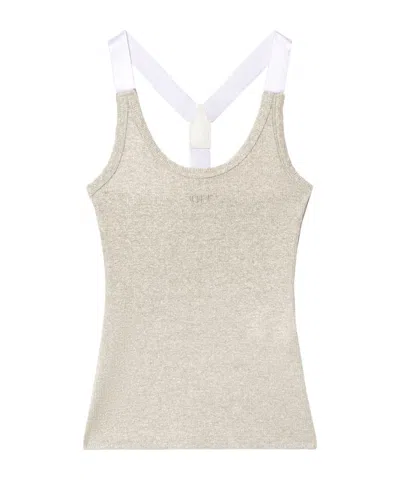OFF-WHITE OFF-WHITE LOGO EMBROIDERED RIBBED TANK TOP