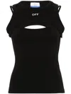 Off-white Slim Fit Black Top With Cut-out Design In Black