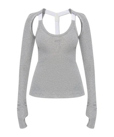 Off-white Ribbed Top In Gray