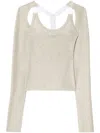 Off-white Ribbed Top In Silver