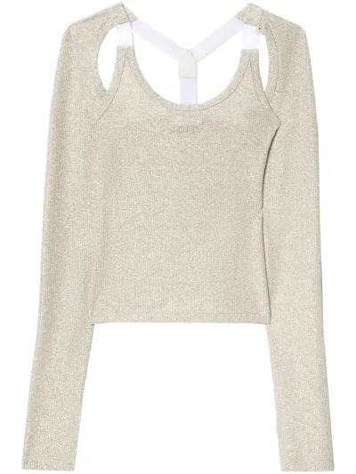 Off-white Ribbed Top In Silver