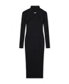 Off-white Ribbed Texture Midi Dress With High Neckline In Black