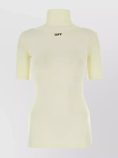 OFF-WHITE RIBBED VISCOSE FITTED TOP