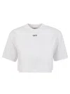 Off-white Ribbed White Cropped T-shirt In White