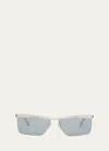 Off-white Rimini Metal Alloy & Plastic Aviator Sunglasses In Silver Mirror Sil