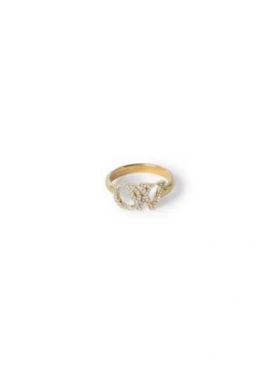 Off-white Ring With Strass In Gold