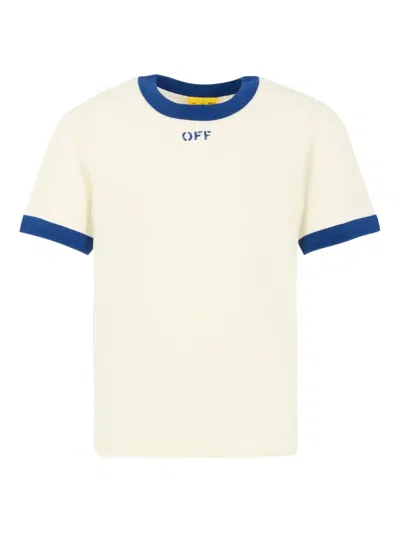Off-white Kids' Ringer Short-sleeve T-shirt In Neutral