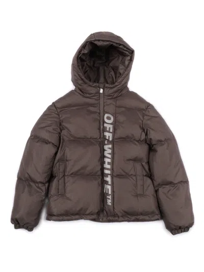 Off-white Kids' Off White Ripstop Puffer Dark Grey - Ref In Brown
