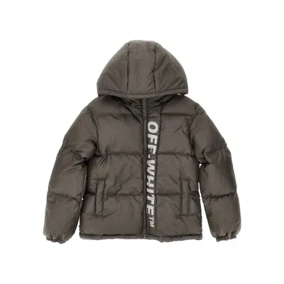 Off-white Ripstop Puffer Jacket Kids In Gray