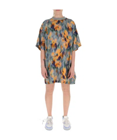 Off-white Romantic T-shirt Dress In Multicolor