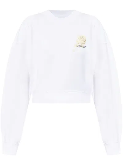 OFF-WHITE OFF WHITE ROSES ARROWS CROPPED SWEATSHIRT