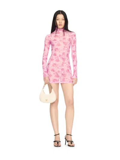 Off-white Roses Mesh Short Dress