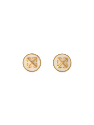 Off-white Round Arrow Earrings In Gold