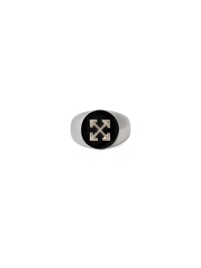 Off-white Round Arrow Signet Ring In Neutral