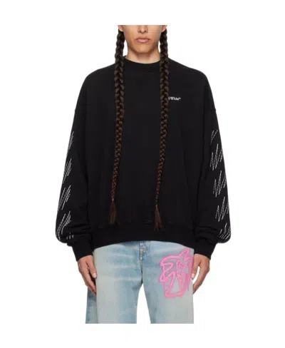 Off-white Round Collar Long Sleeve Sweater In Black