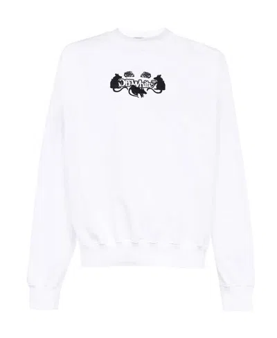 Off-white Round Collar Long Sleeve Sweater In White