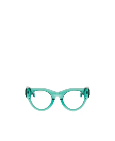 Off-white Round Frame Glasses In Green