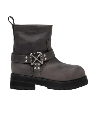 Off-white Gray Off Track Boots In Dark Grey Silver