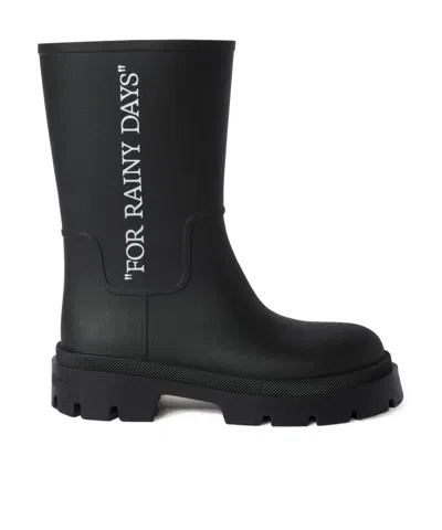 OFF-WHITE OFF-WHITE SLOGAN PRINTED ROUND TOE BOOTS