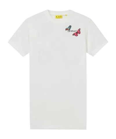 Off-white Round Neck Short Sleeve Dress In White