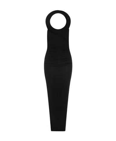 Off-white Round-neck Sleeveless Gown In Black