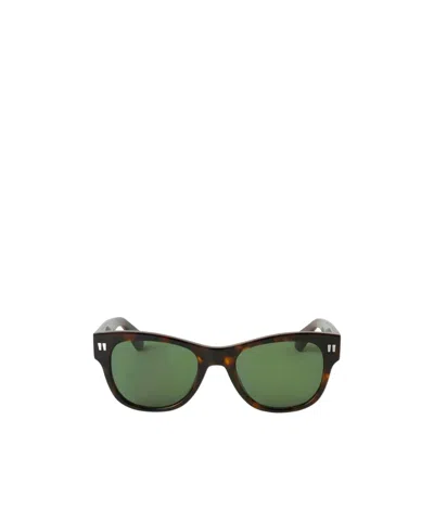 Off-white Round Sunglasses In Green