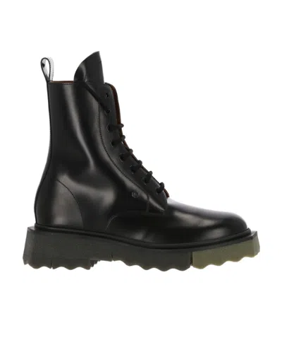 Off-white Round Toe Combat Boots